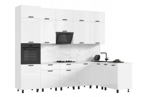 Кухня угловая "Техно" комплект №6 1,8х3,0 м ВТ (белый - белый глянец)