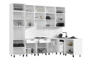 Кухня угловая "Техно" комплект №6 1,8х3,0 м ВТ (белый - белый глянец)