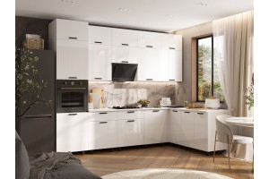 Кухня угловая "Техно" комплект №6 1,8х3,0 м ВТ (белый - белый глянец)