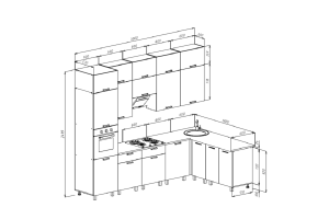 Кухня угловая "Техно" комплект №6 1,8х3,0 м ВТ (белый - белый глянец)