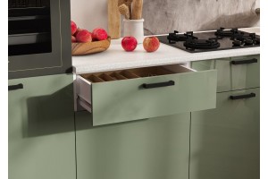 Кухня угловая "Техно" комплект №6 1,8х3,0 м ВТ (белый - олива глянец)