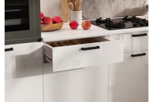 Кухня угловая "Техно" комплект №8 1,8х3,0 м ВТ (белый - белый глянец)