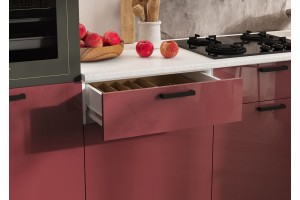 Кухня угловая "Техно" комплект №8 1,8х3,0 м ВТ (белый - марсала глянец)