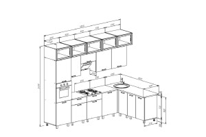 Кухня угловая "Техно" комплект №8 1,8х3,0 м ВТ (белый - белый глянец)