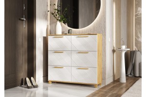 Тумба для обуви "Ирис" (Дуб Крафт золотой - Браш Вайт)