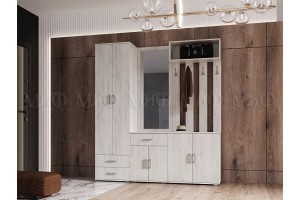 Прихожая "Ева NEW" тумба с вешалкой (дуб крафт белый)