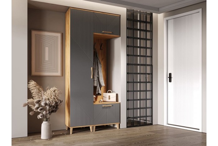 Прихожая Ирис-1 Дуб Крафт Золотой - Браш Графит