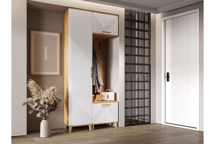 Прихожая Ирис-1 Дуб Крафт Золотой - Браш Вайт