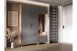 Прихожая "Ирис-3" Дуб Крафт Золотой - Браш Графит