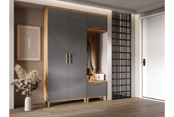 Прихожая Ирис-3 Дуб Крафт Золотой - Браш Графит