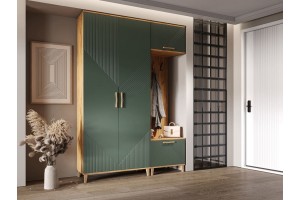 Прихожая "Ирис-3" Дуб Крафт Золотой - Браш Мени Грин