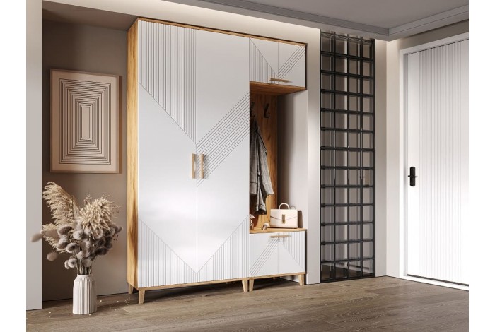 Прихожая Ирис-3 Дуб Крафт Золотой - Браш Вайт