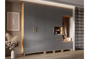 Прихожая "Ирис-4" Дуб Крафт Золотой - Браш Графит