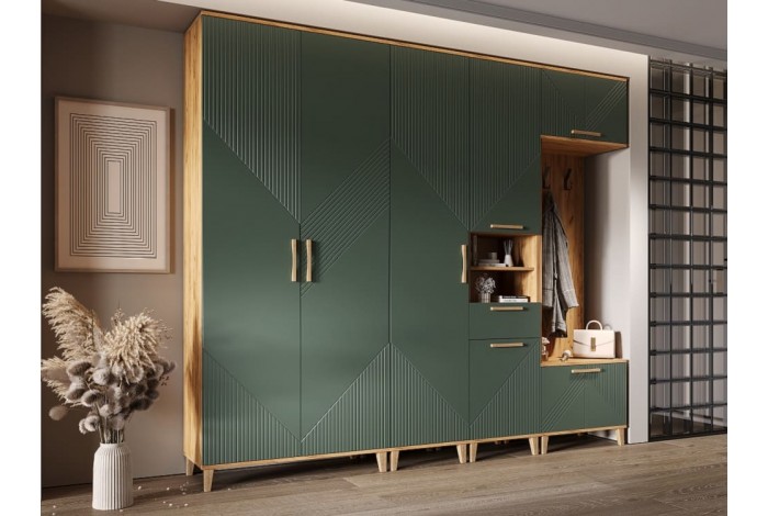 Прихожая Ирис-4 Дуб Крафт Золотой - Браш Мени Грин