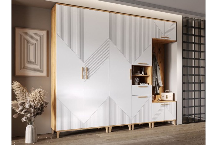 Прихожая Ирис-4 Дуб Крафт Золотой - Браш Вайт