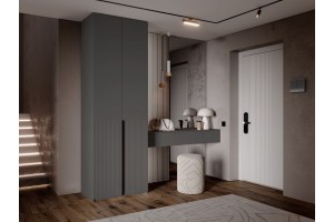 Набор Марвэл в прихожую Шкаф 2-х ств и Полка косметическая (Браш Графит - Графит)