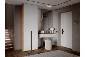 Набор Марвэл в прихожую Шкаф 2-х ств и Полка косметическая (Браш Вайт - Дуб Крафт Золотой)