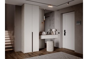 Набор Марвэл в прихожую Шкаф 2-х ств и Полка косметическая (Кашемир - Дуб Крафт Серый)