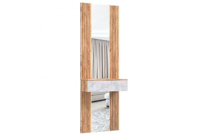 Тумба Марвэл с зеркалом в прихожую Мальта - Дуб Крафт Золотой