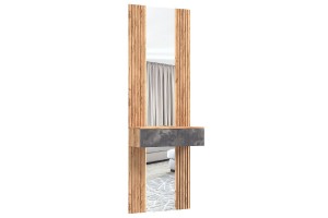 Тумба "Марвэл" с зеркалом в прихожую (Мальта Грей - Дуб Крафт Золотой)