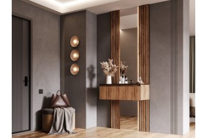 Тумба "Норд" с зеркалом в прихожую (дуб крафт золотой)