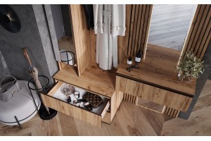 Тумба "Норд-1" с зеркалом в прихожую (дуб крафт золотой)