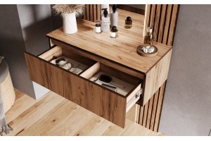 Тумба "Норд" с зеркалом в прихожую (дуб крафт золотой)