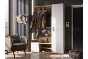 Прихожая "Визит" (дуб крафт золотой - белый глянец)