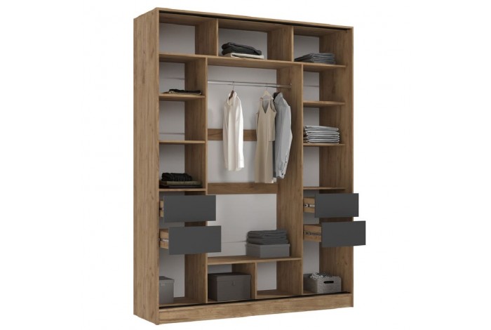 Спальня Роджина Дуб Крафт Золотой - Графит