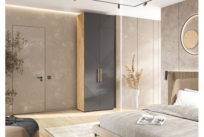 Антресоль Ирис к 2-х ств шкафу 900 Дуб Крафт - Браш Графит