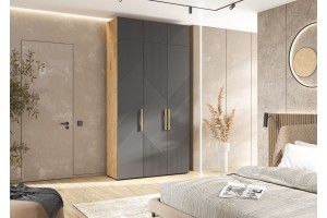 Антресоль "Ирис" к 3-х ств шкафу (1350) Дуб Крафт - Браш Графит