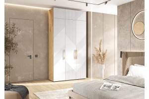 Антресоль "Ирис" к 3-х ств шкафу (1350) Дуб Крафт - Браш Вайт