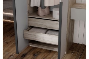 Набор Марвэл Шкаф 2-х ств и Полка косметическая (Кашемир - Дуб Крафт Серый)