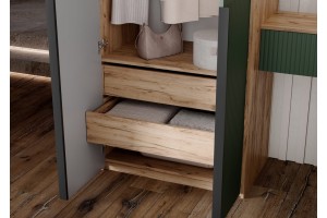 Набор Марвэл Шкаф 2-х ств и Полка косметическая (Браш Мени Грин - Дуб Крафт Золотой)