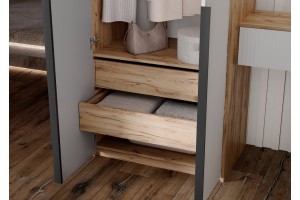 Набор Марвэл Шкаф 2-х ств и Полка косметическая (Браш Вайт - Дуб Крафт Золотой)