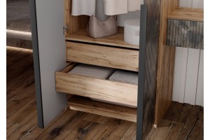 Набор Марвэл Шкаф 2-х ств и Полка косметическая (Мальта Грей - Дуб Крафт Золотой)