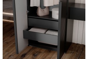 Набор Марвэл Шкаф 2-х ств и Полка косметическая (Браш Графит - Графит)