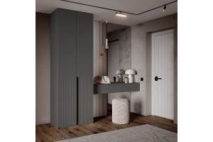 Набор Марвэл Шкаф 2-х ств и Полка косметическая (Браш Графит - Графит)