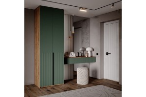 Набор Марвэл Шкаф 2-х ств и Полка косметическая (Браш Мени Грин - Дуб Крафт Золотой)