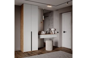 Набор Марвэл Шкаф 2-х ств и Полка косметическая (Браш Вайт - Дуб Крафт Золотой)