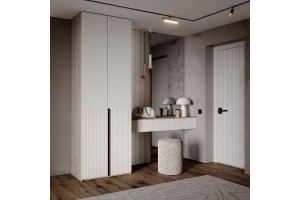 Набор Марвэл Шкаф 2-х ств и Полка косметическая (Кашемир - Дуб Крафт Серый)