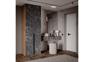 Набор Марвэл Шкаф 2-х ств и Полка косметическая (Мальта Грей - Дуб Крафт Золотой)