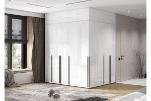 Набор шкафов "Норд" (211х171 см) с антресолями (белый - белый глянец)