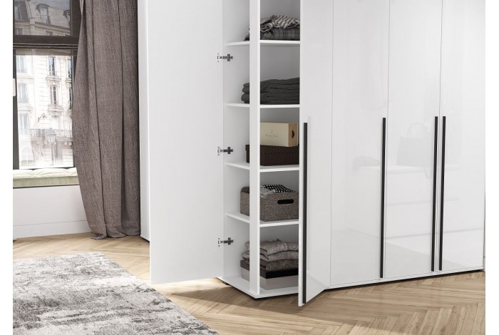 Пенал Норд угловой белый - белый глянец