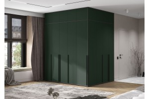 Набор шкафов "Норд" (211х171 см) с антресолями графит - изумруд