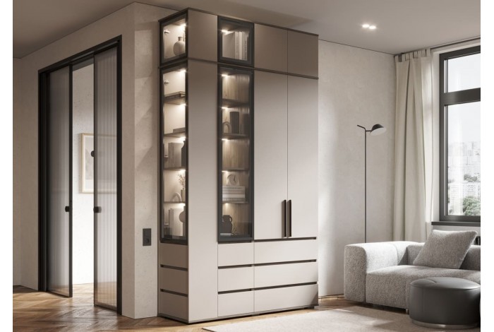 Антресоль-стекло Норд к пеналу 400 Дуб Крафт Серый