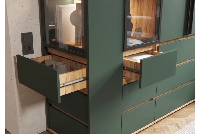 Набор шкафов Норд с ящиками Дуб Крафт Золотой - Изумрудный