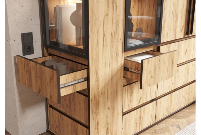 Антресоль-стекло Норд к пеналу 400 Дуб Крафт Золотой кромка Венге