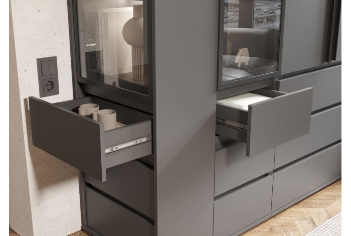 Пенал-стекло Норд с ящиками Графит - Графит