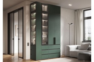 Набор шкафов "Норд" с ящиками Графит - Изумрудный